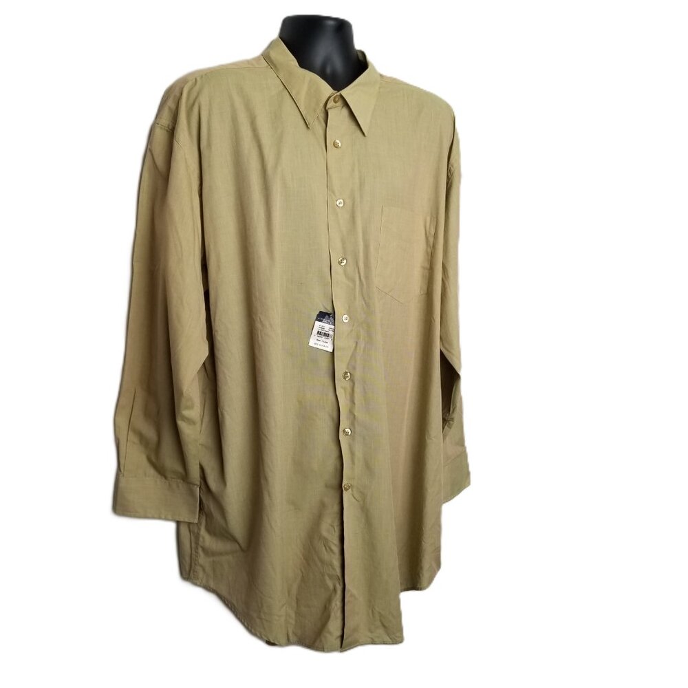 Comfort Zone Dress Shirt Size XL 19 34/35 Khaki Tan Red Sheen Office